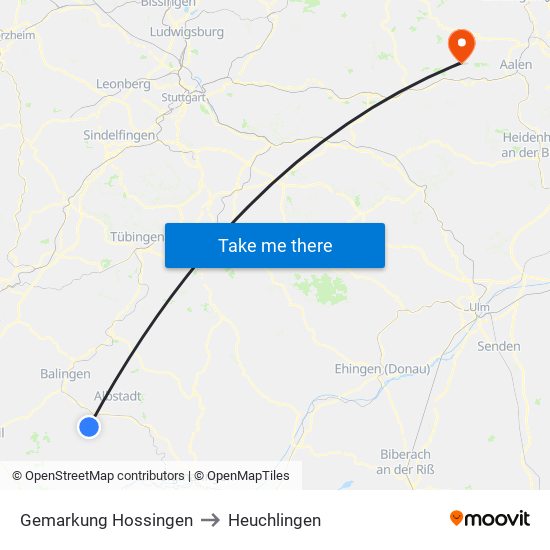 Gemarkung Hossingen to Heuchlingen map