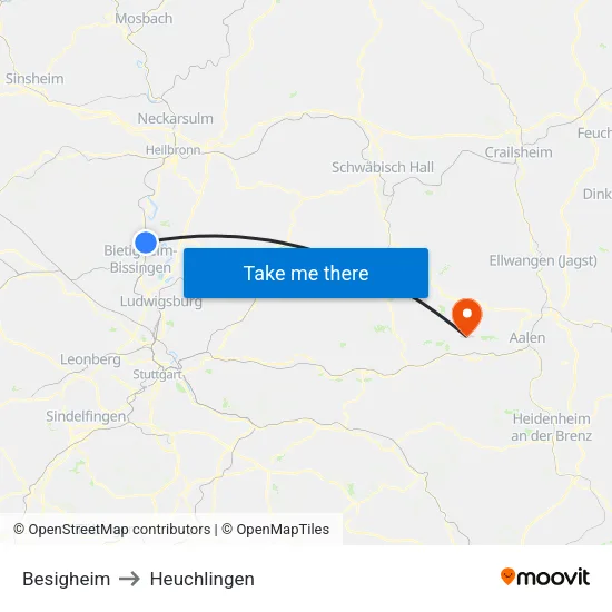 Besigheim to Heuchlingen map