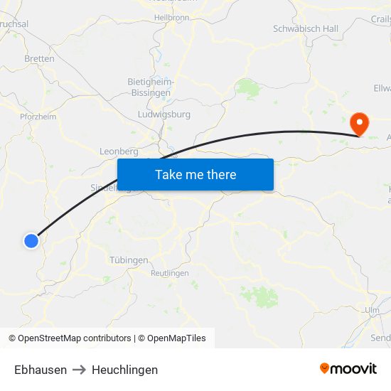 Ebhausen to Heuchlingen map