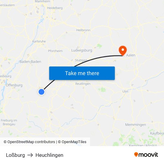 Loßburg to Heuchlingen map