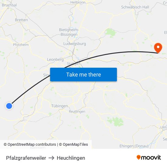 Pfalzgrafenweiler to Heuchlingen map