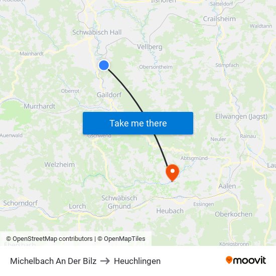 Michelbach An Der Bilz to Heuchlingen map