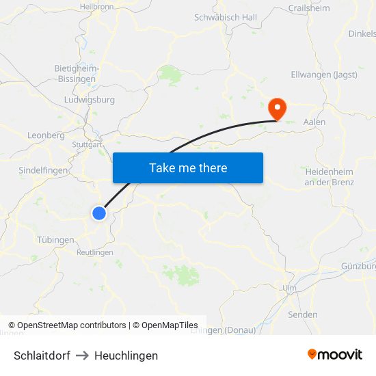 Schlaitdorf to Heuchlingen map