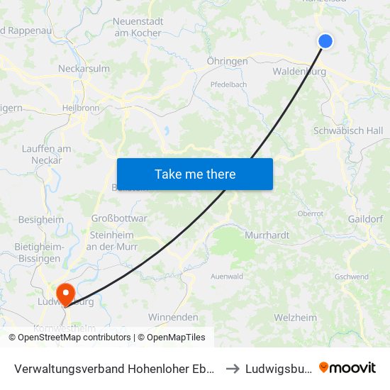 Verwaltungsverband Hohenloher Ebene to Ludwigsburg map