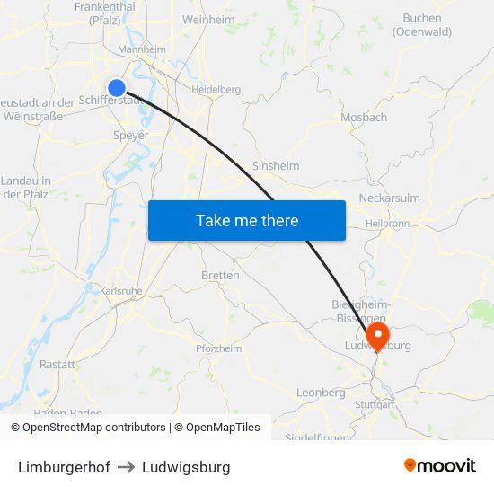 Limburgerhof to Ludwigsburg map
