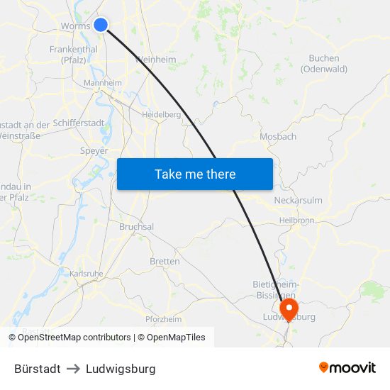 Bürstadt to Ludwigsburg map