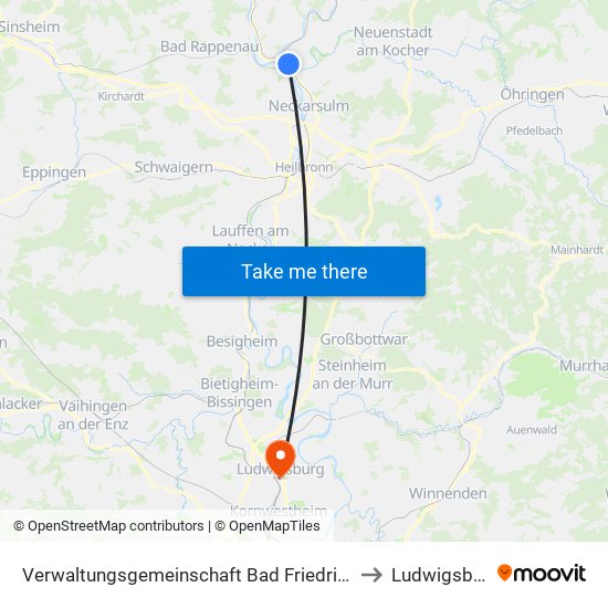 Verwaltungsgemeinschaft Bad Friedrichshall to Ludwigsburg map