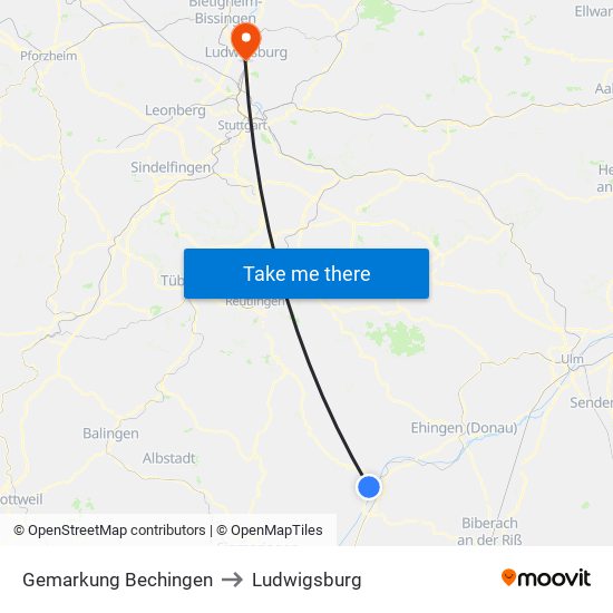 Gemarkung Bechingen to Ludwigsburg map
