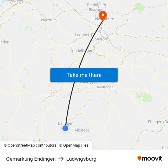 Gemarkung Endingen to Ludwigsburg map