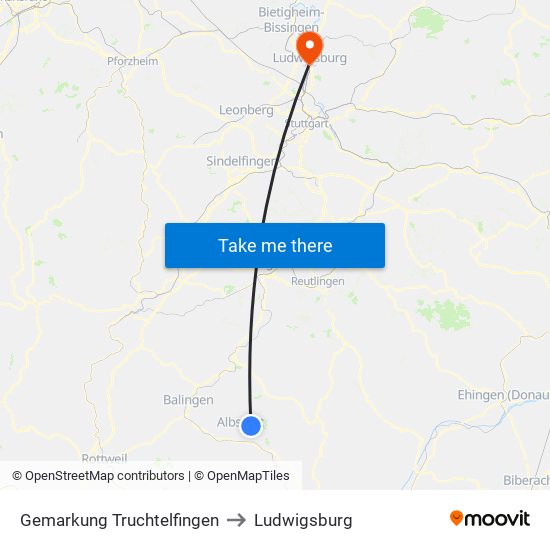 Gemarkung Truchtelfingen to Ludwigsburg map
