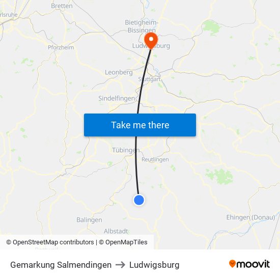 Gemarkung Salmendingen to Ludwigsburg map