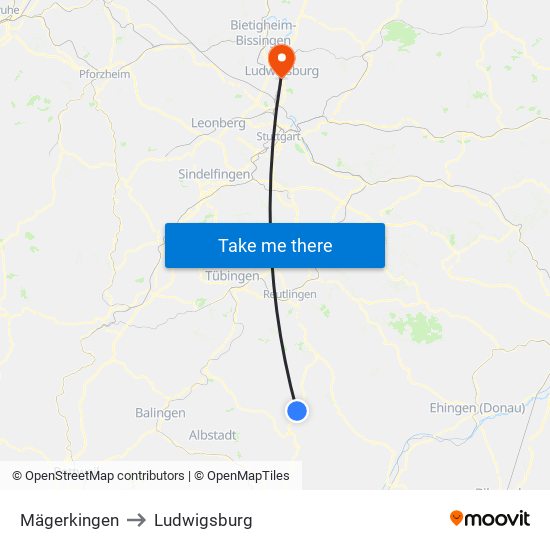 Mägerkingen to Ludwigsburg map