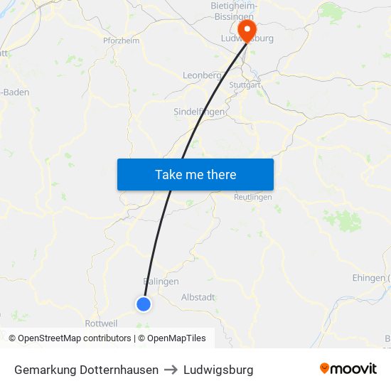 Gemarkung Dotternhausen to Ludwigsburg map
