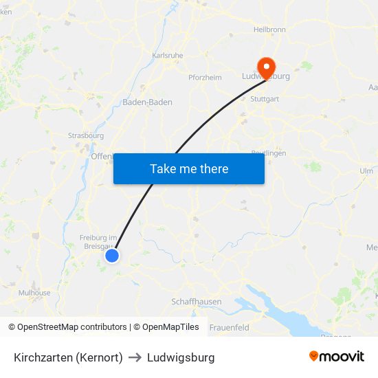 Kirchzarten (Kernort) to Ludwigsburg map