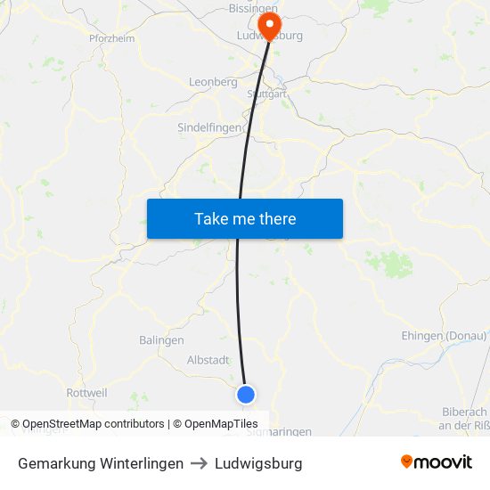 Gemarkung Winterlingen to Ludwigsburg map