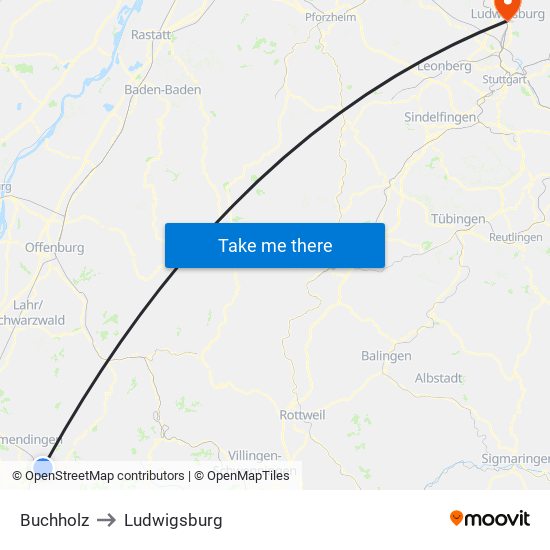 Buchholz to Ludwigsburg map