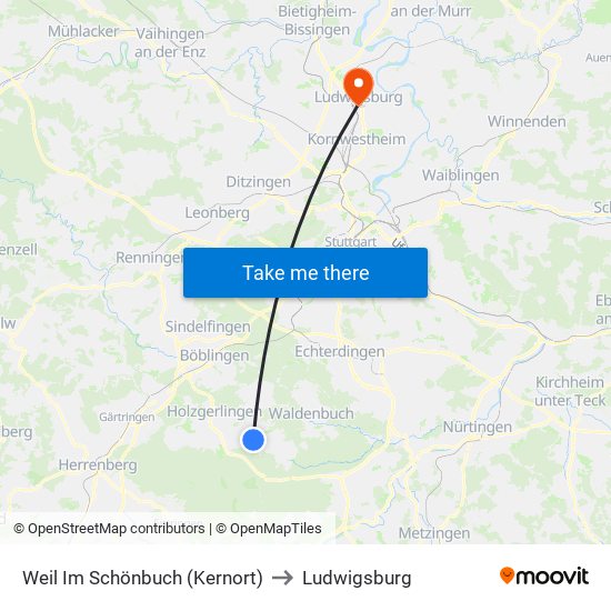 Weil Im Schönbuch (Kernort) to Ludwigsburg map