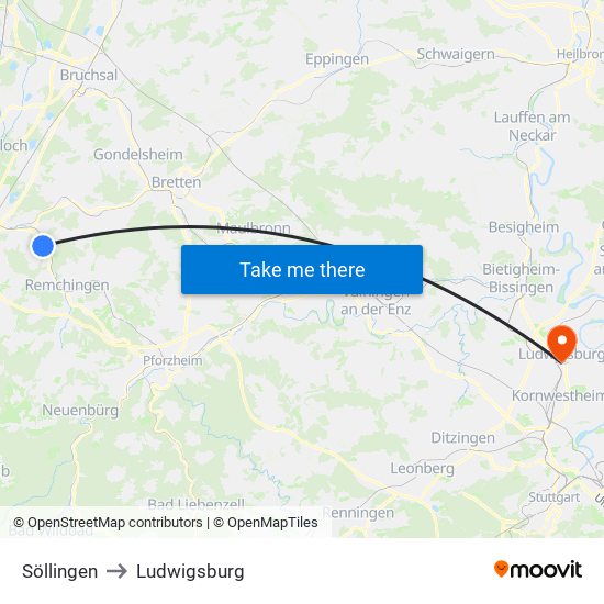 Söllingen to Ludwigsburg map
