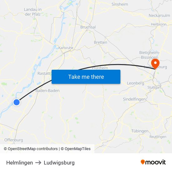 Helmlingen to Ludwigsburg map