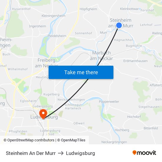 Steinheim An Der Murr to Ludwigsburg map