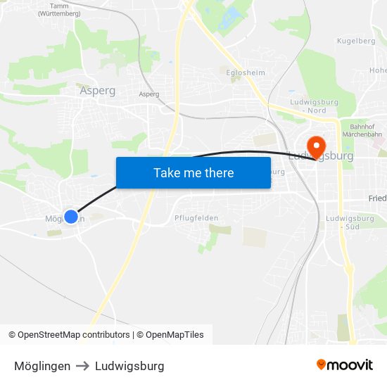 Möglingen to Ludwigsburg map