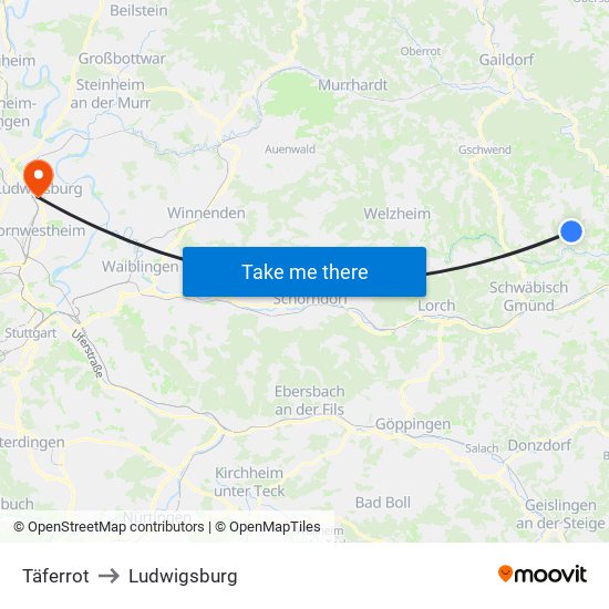 Täferrot to Ludwigsburg map