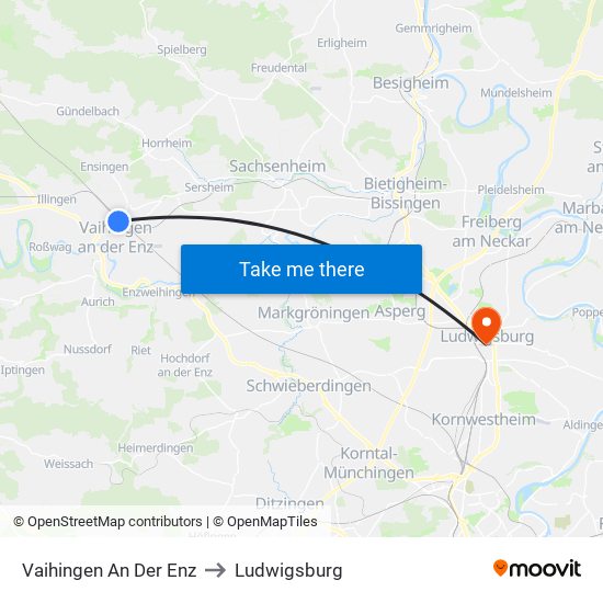 Vaihingen An Der Enz to Ludwigsburg map
