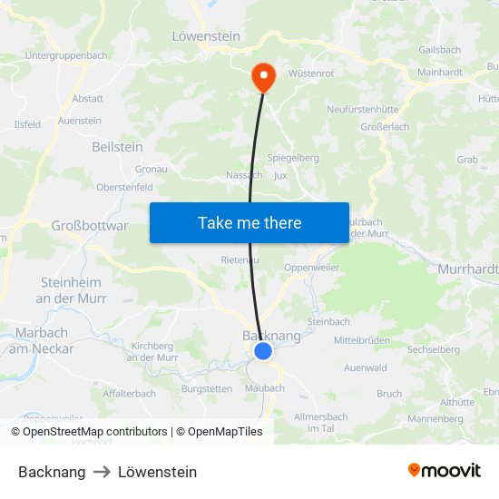 Backnang to Löwenstein map