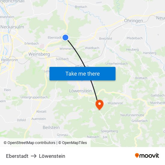 Eberstadt to Löwenstein map