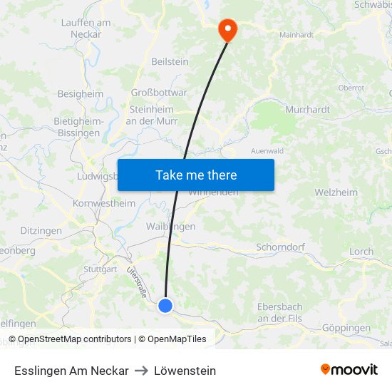 Esslingen Am Neckar to Löwenstein map