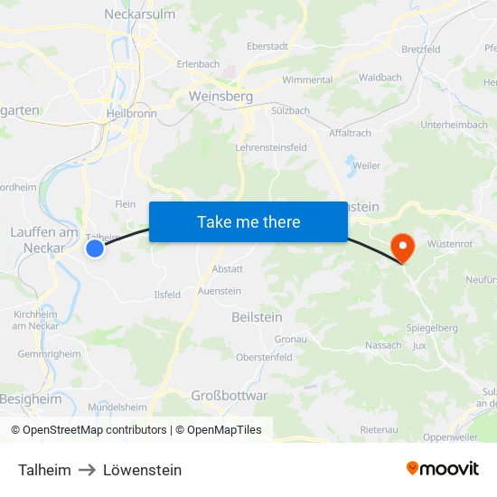 Talheim to Löwenstein map