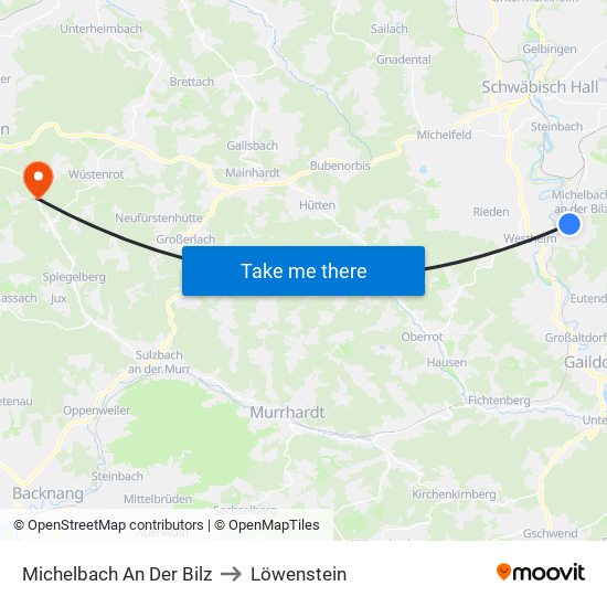 Michelbach An Der Bilz to Löwenstein map