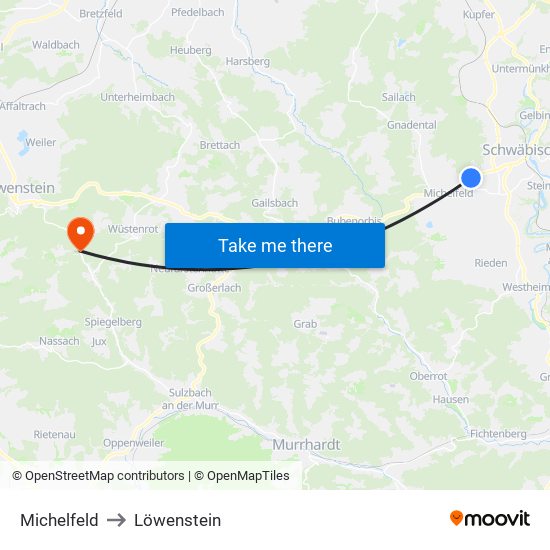 Michelfeld to Löwenstein map