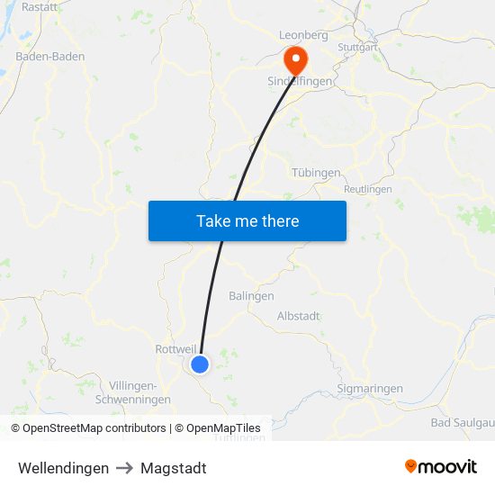 Wellendingen to Magstadt map