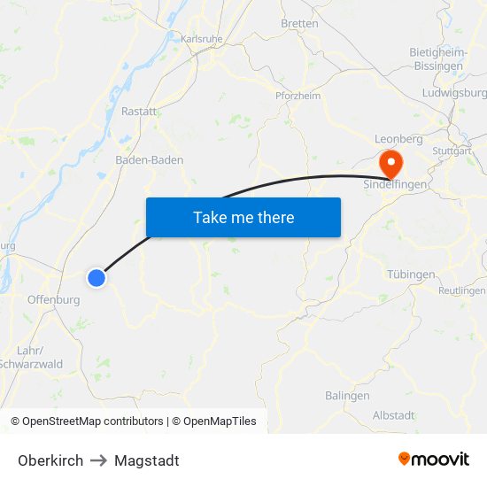 Oberkirch to Magstadt map