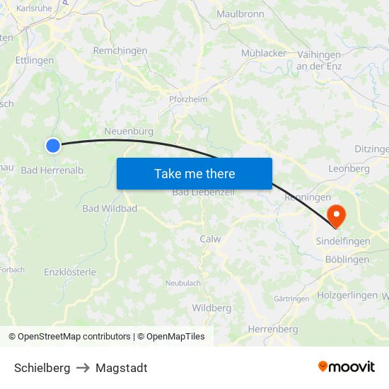 Schielberg to Magstadt map