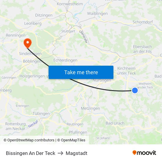 Bissingen An Der Teck to Magstadt map