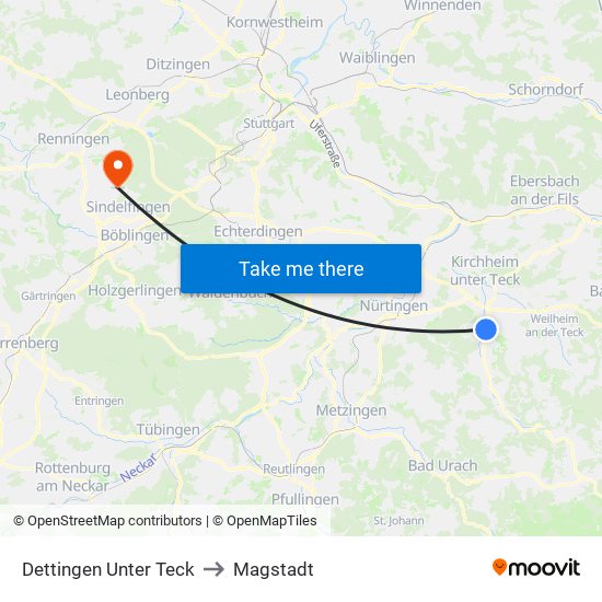 Dettingen Unter Teck to Magstadt map