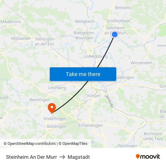 Steinheim An Der Murr to Magstadt map