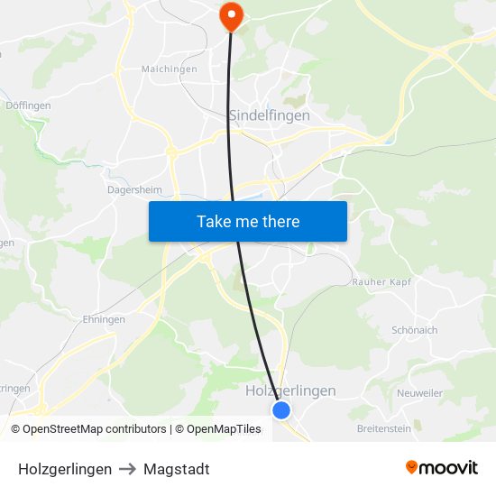 Holzgerlingen to Magstadt map