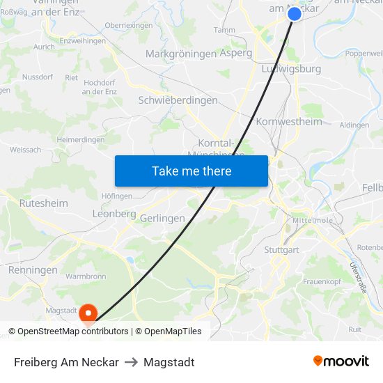 Freiberg Am Neckar to Magstadt map