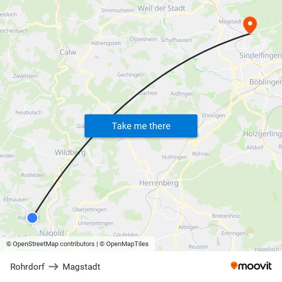 Rohrdorf to Magstadt map