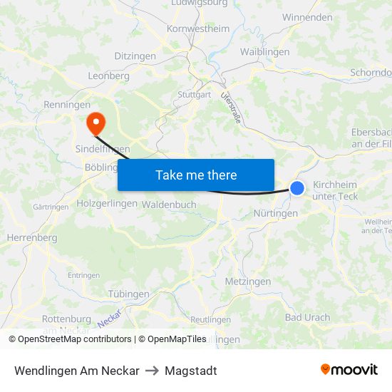 Wendlingen Am Neckar to Magstadt map
