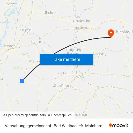 Verwaltungsgemeinschaft Bad Wildbad to Mainhardt map