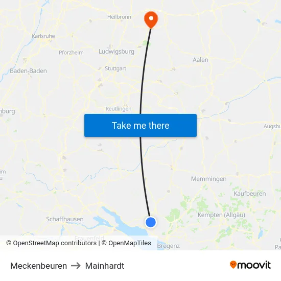 Meckenbeuren to Mainhardt map