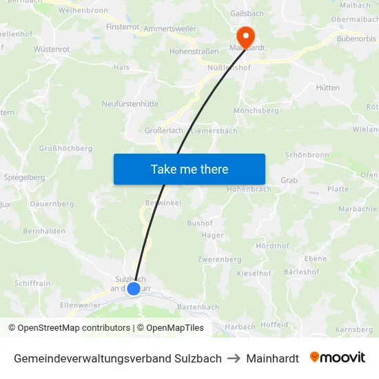 Gemeindeverwaltungsverband Sulzbach to Mainhardt map
