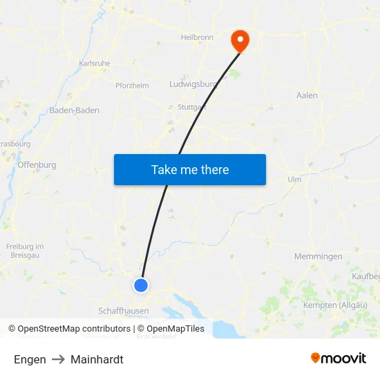 Engen to Mainhardt map