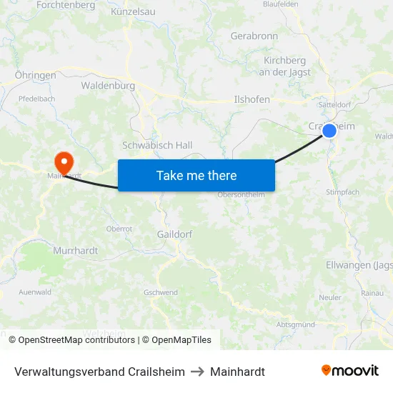 Verwaltungsverband Crailsheim to Mainhardt map