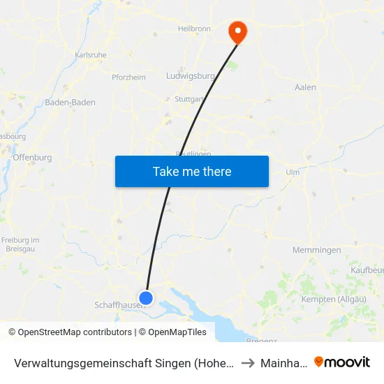 Verwaltungsgemeinschaft Singen (Hohentwiel) to Mainhardt map