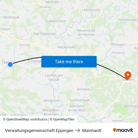 Verwaltungsgemeinschaft Eppingen to Mainhardt map